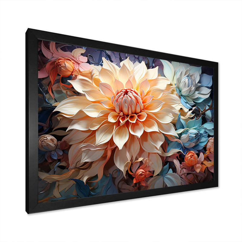 Dahlia Blossom Reverie sur toile, Cadre simple noir, H 12 po x l 20 po x P 1 po