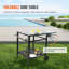 Chariot de salle à manger d'extérieur avec double tablette, table de préparation pour barbecue mobile, plateau de table en fer pliable multifonctionnel, chariots modulaires portables pour four à pizza, table de travail à 2 roues, poignée de transpor