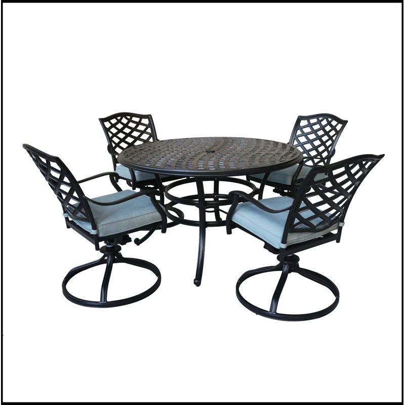 Ensemble de salle à manger en aluminium durable et élégant pour toutes les saisons, Bleu clair