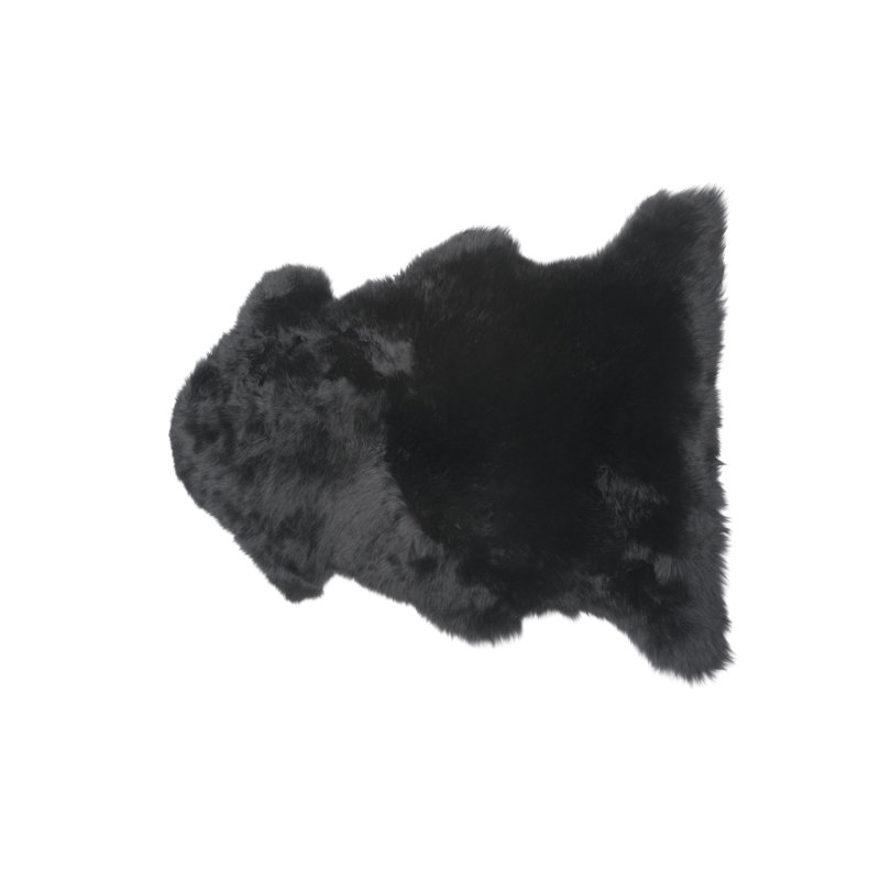  Tapis d'intérieur en laine de mouton fabriqué à la main l 24 po x P 39 po, Noir