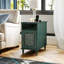 Table de bout rétro avec porte sculptée à la main et station de charge, table de chevet avec armoire et tablette-747911177
