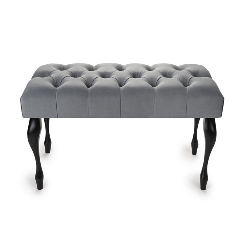 100% Polyester Upholstered Bench, Grey/Black, H40 x W120 x D35cm