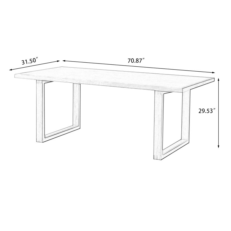 Brown Rectangular Solid Wood Dining Table, 29.53"H x 70.87"L x 31.5"W