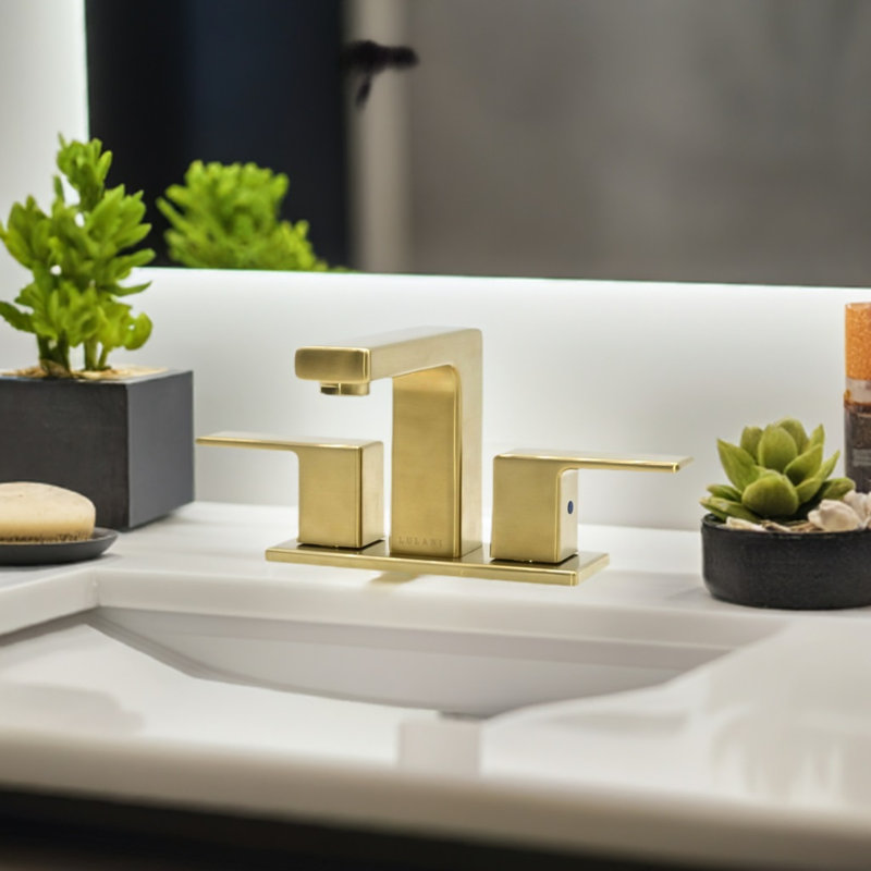 Lulani Centerset Bathroom Faucet with Drain Assembly, Champagne Gold