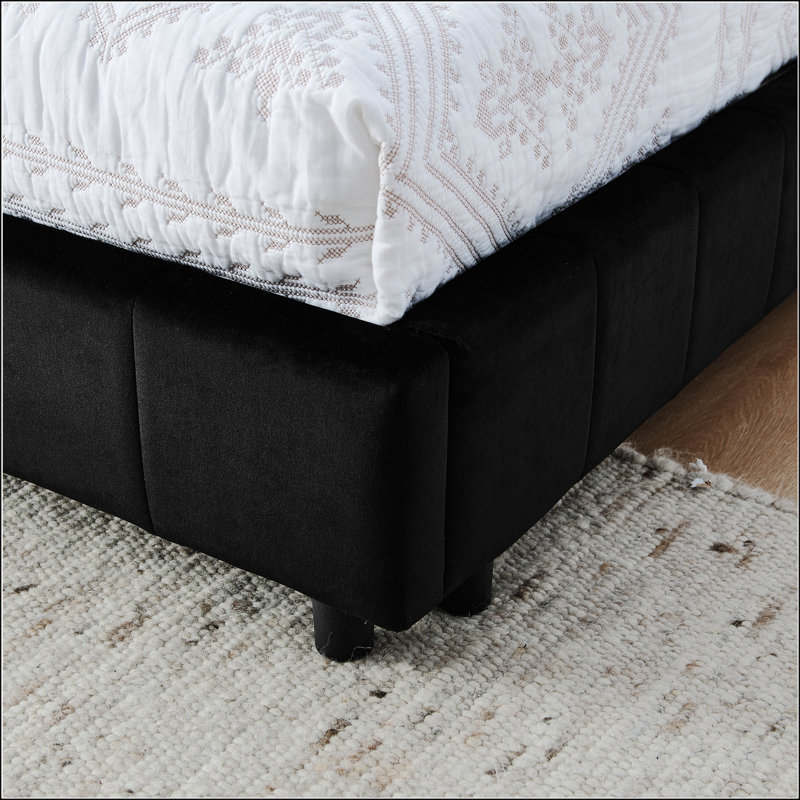 Structure de lit tapissier pour grand lit, Noir