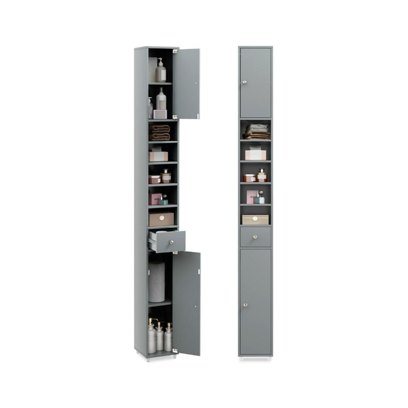 Freestanding Linen Cabinet, Grey