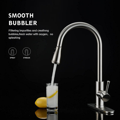 MARZTEC Pull Down Kitchen Faucet with Sprayer Stainless Steel Brushed Nickel 