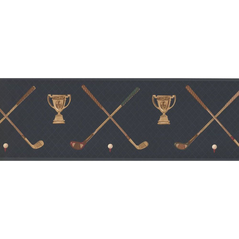 Bordure de papier peint L 15 pi x l 7 po Refugio Golf, Bleu marine