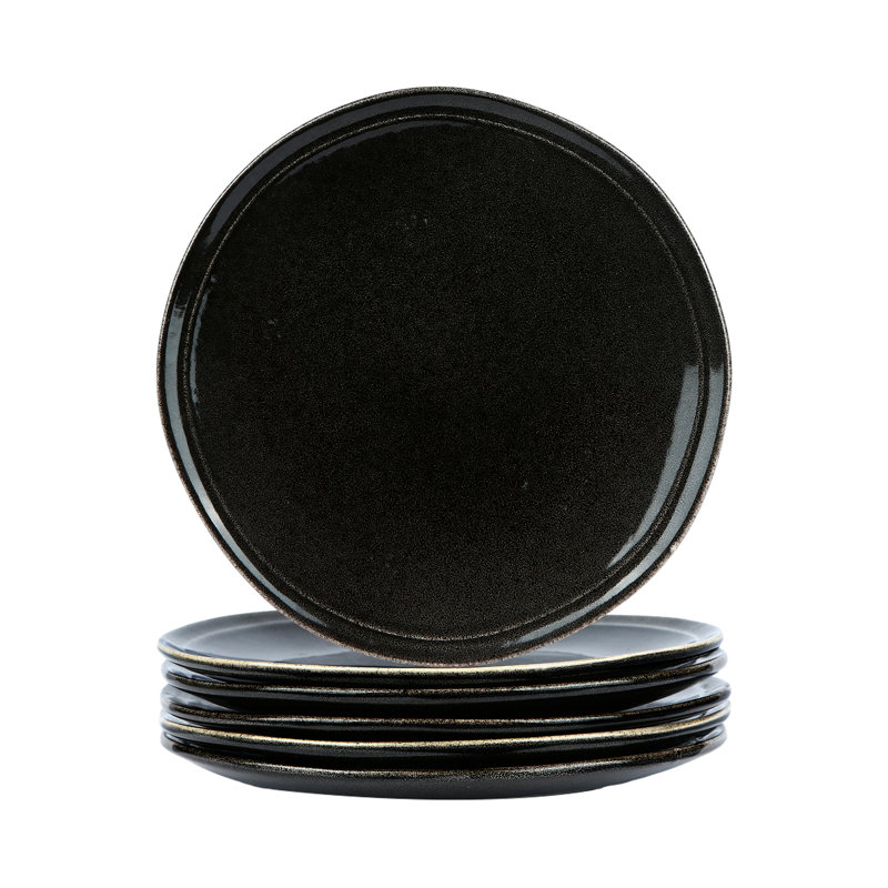 Assiette plate en grès Granduca, Noir
