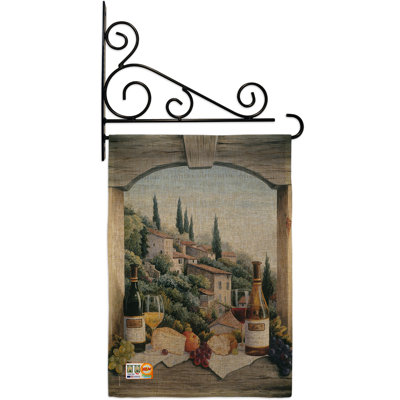 Fenêtre à vin joyeuse heure et boissons en toile jute à 2 côtés 19 po x l 13 po drapeau de jardin