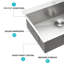 Lavabo encastré 28 po en acier inoxydable - Rembourrage en caoutchouc épais, nickel brossé, calibre 18, cuve à simple cuve, conception innovante de 28 po,