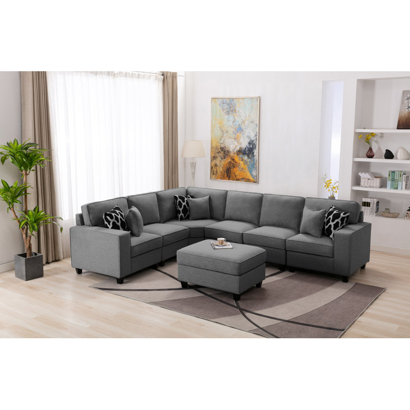 Canapé modulaire symétrique d'angle avec repose-pieds