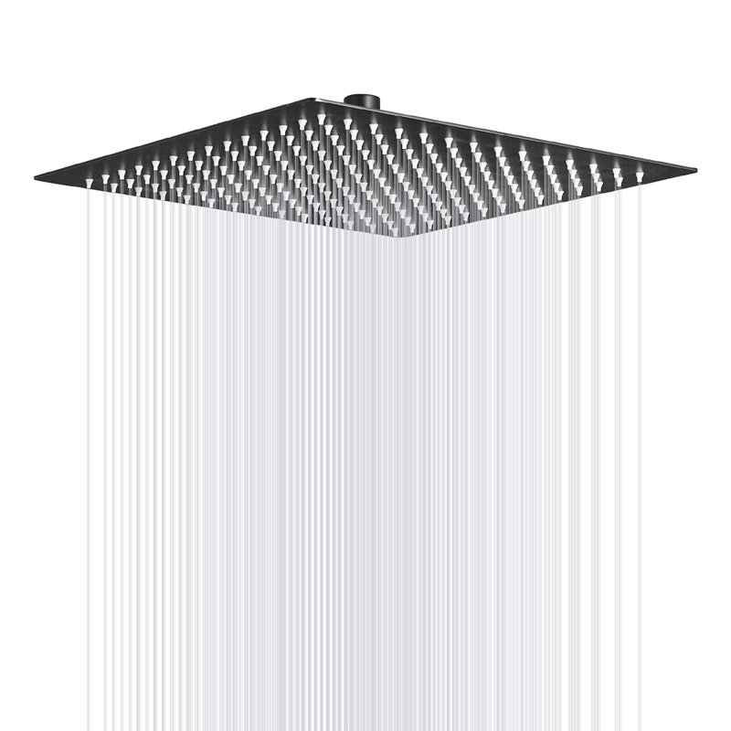 Matte Black 12-Inch Square Stainless Steel Rain Shower Head
