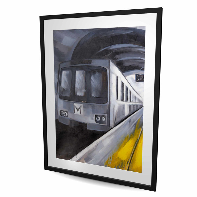 Subway - bleu transport encadré imprimé mat pour la décoration, Noir