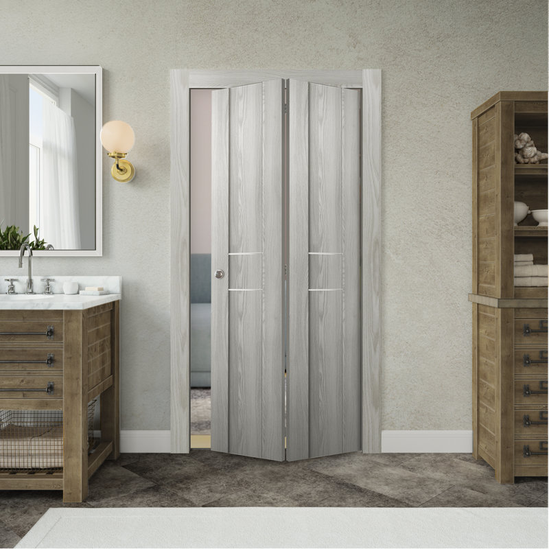 Avon 01 2HN 48"X 80" Solid Composite Core Veralinga Oak Finished Bi-Fold Door With Hardware, Oak, 36" x  80"