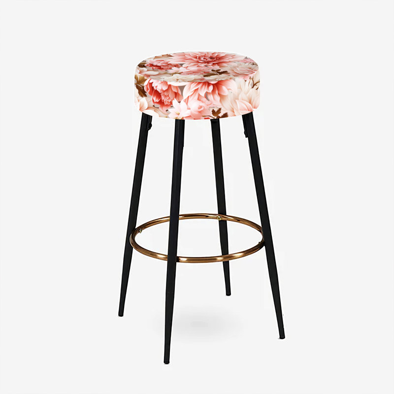 Ensemble de 2 tabourets de bar roses et blancs avec œillets Blossoming Grace