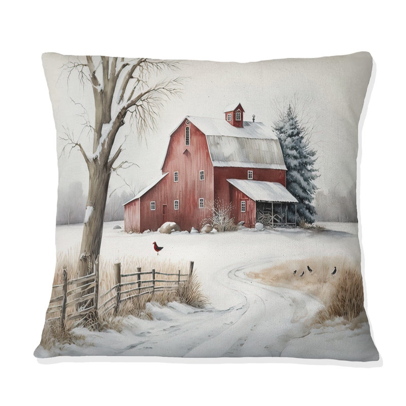 Coussin jaune imprimé d'églises jaunes pendant l'hiver I, H 18 po x l 18 po, Carré