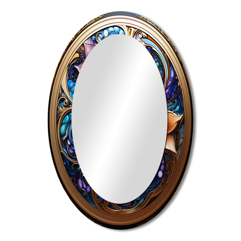 Miroir décoratif géométrique rétro en métal sur fond doré, 36 po x 24 po