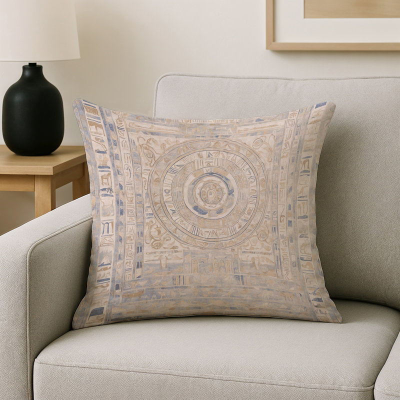Coussin décoratif intérieur et extérieur Modern, Carré 20 po, Beige abstrait 15