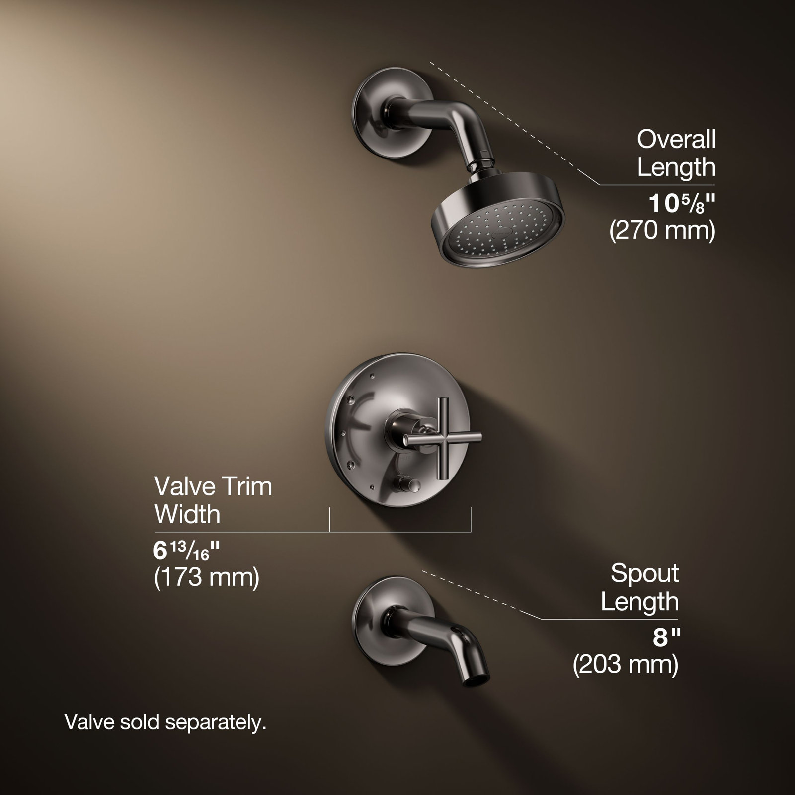 Purist Thermostatic Tub and Shower Faucet, Cross Handle, Vibrant Titanium, 2.5 GPM