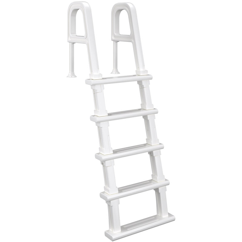 EROMMY 5-Step Pool Ladder With Double Handrails, 400 Lbs Capacity Anti-Slip Pool Steps For 47"-54" Above Ground And In-Ground Pools, All-PE Durable Construction With Snap-On Installation, White