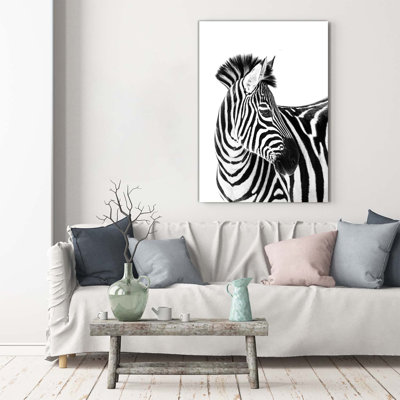 Zebra In The Snow - Wrapped Canvas Print