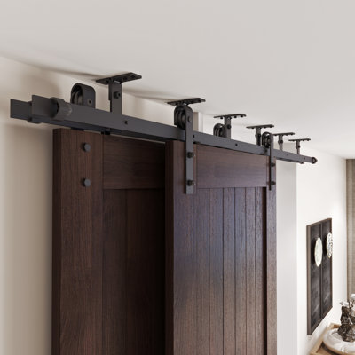 Ceiling Mount Classic Design Double Track Bypass Two Door Hardware Kit (Door Not Included)