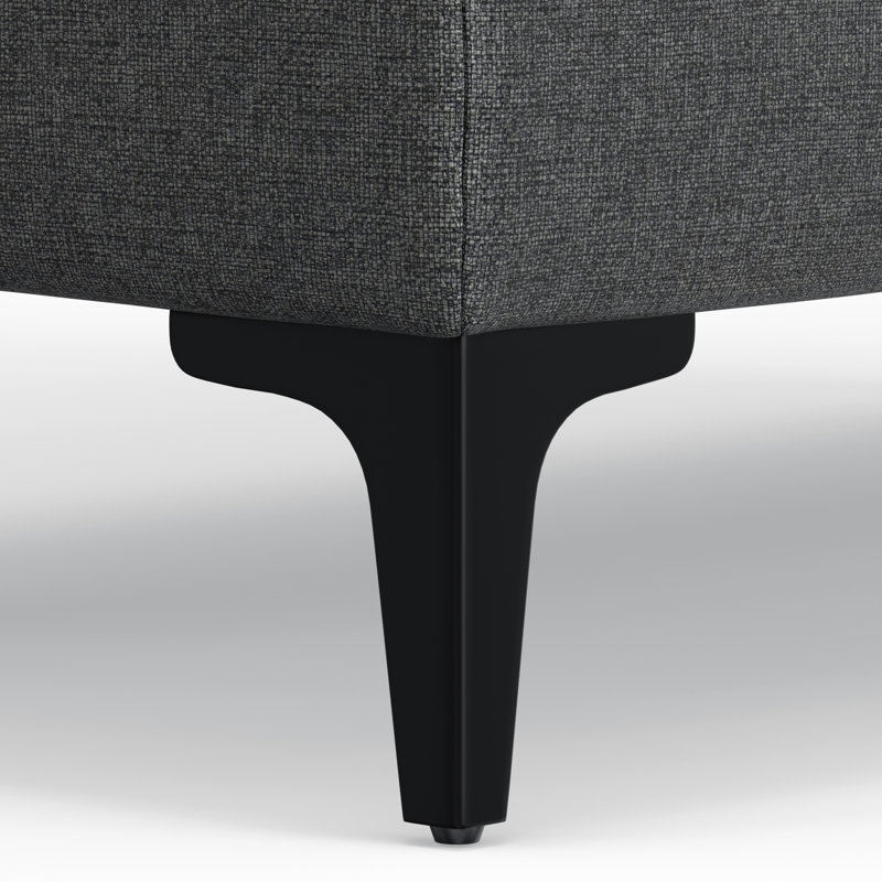 Repose-pieds Ava Mid-Century moderne avec tissu performant et pieds en métal, H 18 po x l 48 po x P 24 po, Gris