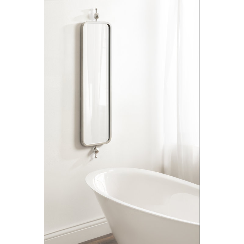 Kasota Brass Rectangular Wall Mirror, Silver, 36" x 9"