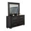 Ensemble de chambre avec grand lit 4 pièces Ashen, tête de lit à DEL et ports USB, noir