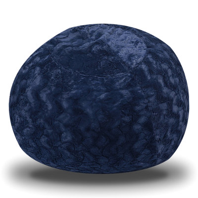 Fauteuil à billes en fausse fourrure bleu marine et fauteuil relaxant. Couvercle facile, rempli de mousse viscoélastique déchiquetée de première qualité. 45 po de diamètre, 30 po de hauteur, 30 lb Idéal pour toute occasion, chaise confortable de 4 pi.
