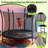 8 FT Fabric & Metal Trampoline with Ladder Black