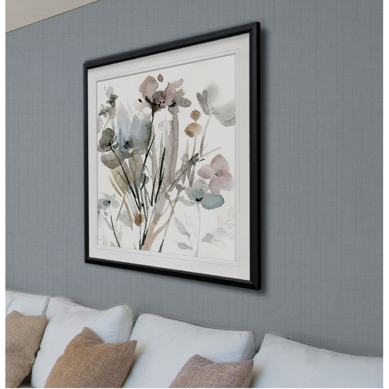 Fleurs dures I - reproduction de cadre photo, H 27 po x l 27 po x P 1,5 po, Cadre noir