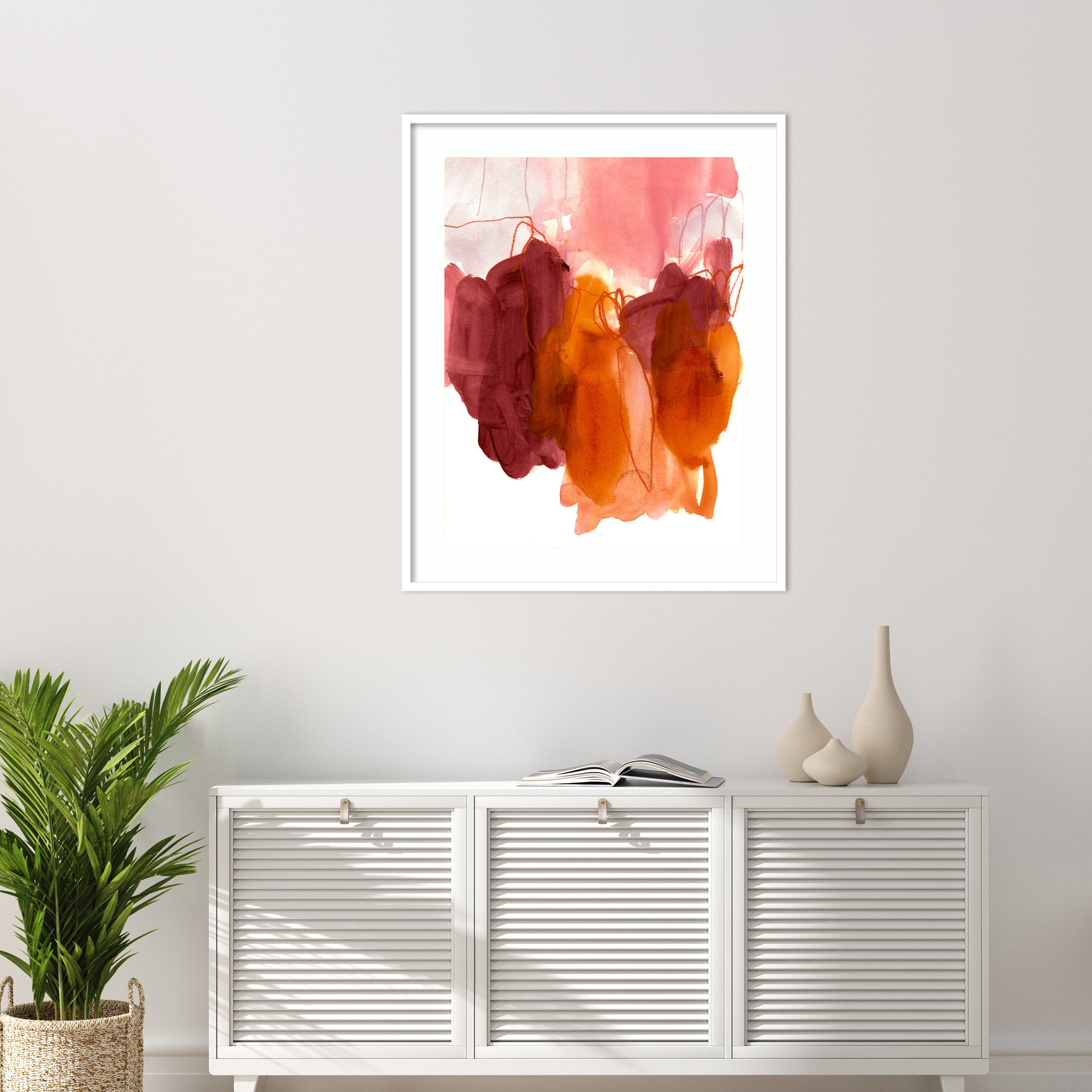 Abstract Painting X by Iris Lehnhardt Wood Framed Wall Art Print, White, 41" H x 33" W
