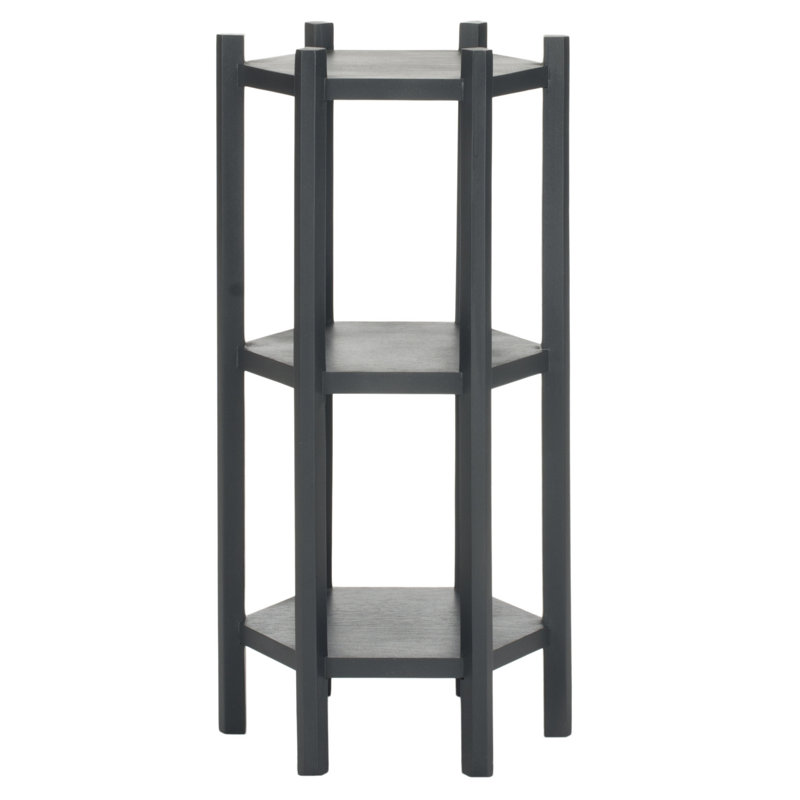 Heidi Solid Wood Top End Table, Charcoal Grey