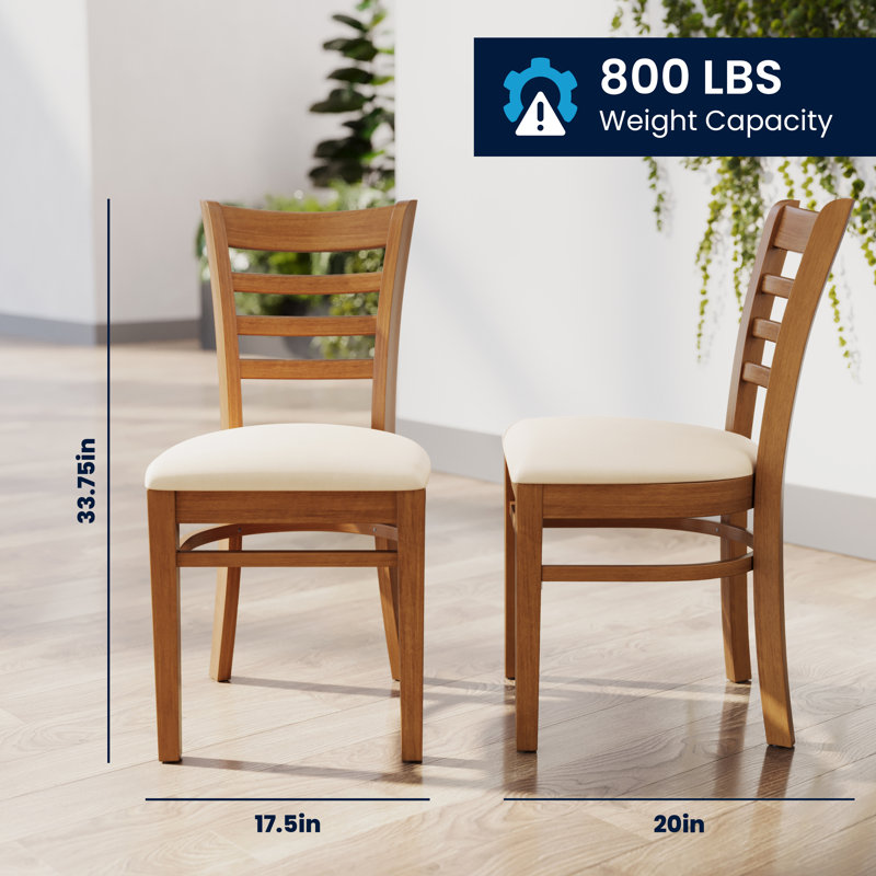 Lyman Ladder Back Wooden Restaurant Chair, Cherry, Tan Vinyl