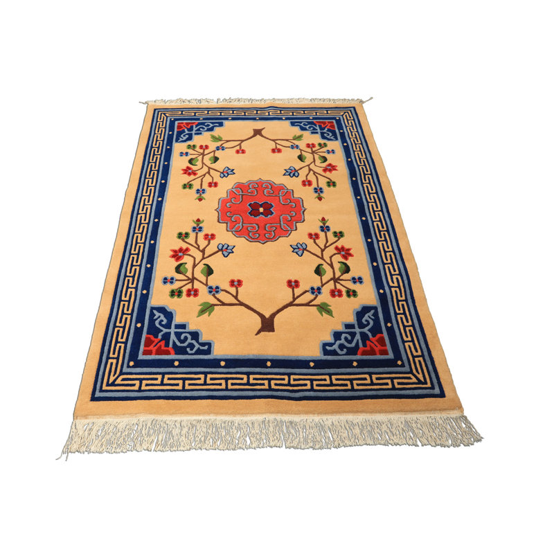 Tapis tibétain chinois en laine noué à la main 4 x 6