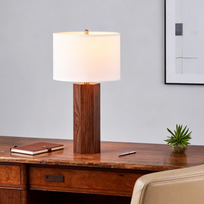 29'' Tall Wood Table Lamp with Linen Shade