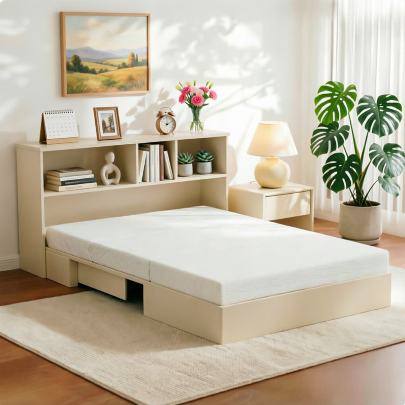 Matelas en mousse viscoélastique gélifiée pliable de 6 po, matelas escamotable pliable avec housse lavable, sac de rangement gratuit pour le camping-car et le camping