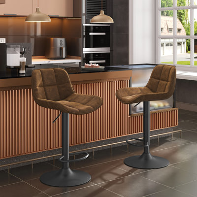 Swivel Upholstered Adjustable Height Counter Stool with Metal Frame