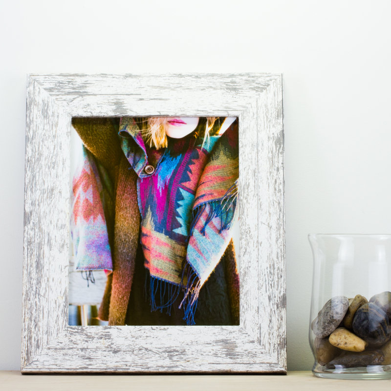 Cadre photo simple Samra, L 8 po x H 10 po, Bois de grange blanc