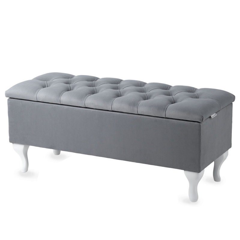Velvet Upholstered Storage Bench, 42cm H x 120cm W x 30cm D