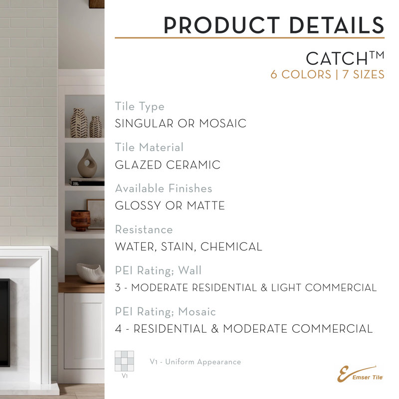 Catch 12 x 12 Ceramic Mosaic Sheet, Fawn