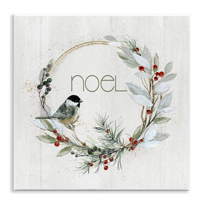 Simple Noel Wreath Canvas Wall Art by Livi Finn