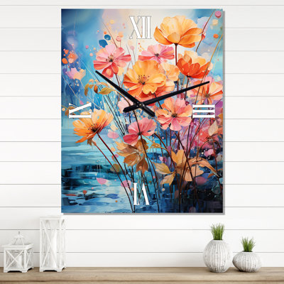 Collage de fougères multicolores - très grandes horloges murales florales