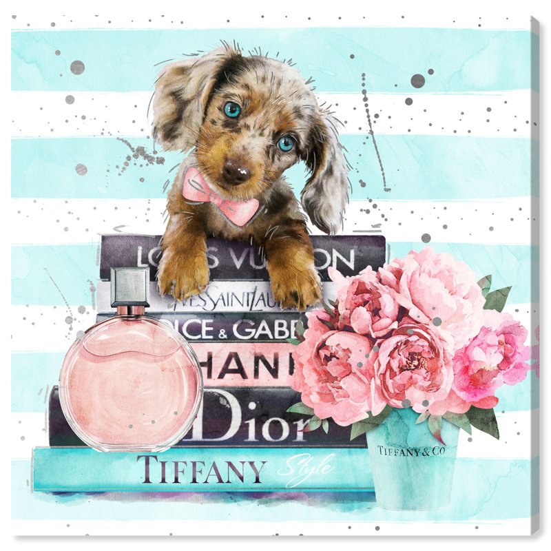 «Doxie Mint Blue», impression sur toile, H 24 po x l 24 po, Toile tendue