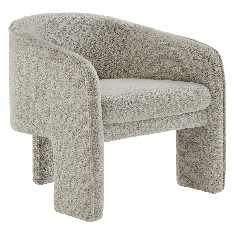 Greer Boucle Fabric Upholstered Accent Armchair, Newsprint Fabric