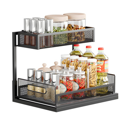 Under Sink Organizer With Dual Pull-Out Drawers For Kitchen Storage And Spice Organization