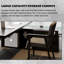 Bureau de direction réglable en hauteur en pin massif noir clair luxueux, avec rangement à 3 tiroirs, structure en acier robuste et plateau de table en bois massif, polyvalent pour de multiples cas de figure-2137154419