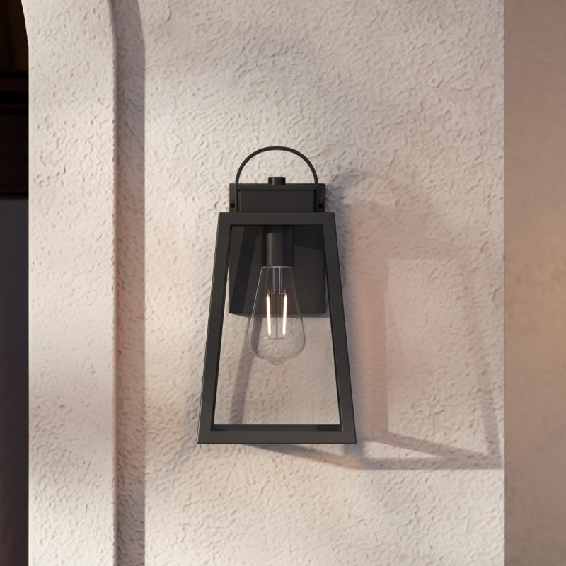 Lanterne murale d'extérieur 1 lumière Hedry, Noir mat, 13" H x 7" W x 7" D